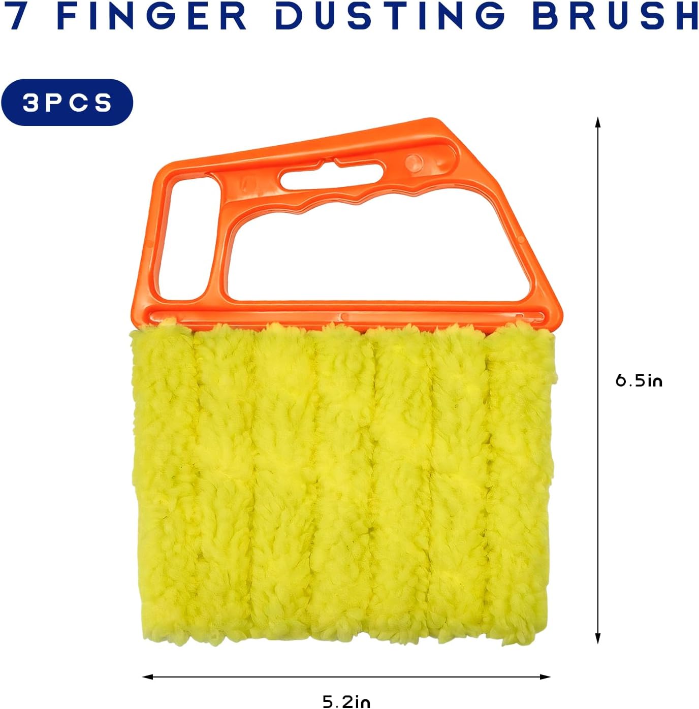 3 PCS Blind Cleaner Duster Tool, 7 Finger Detachable Duster Auto Air Conditioner Cleaning Tool, Washable Dusting Brush Handheld Cleaner for Vehicle Air Vents Blinds (Yellow)