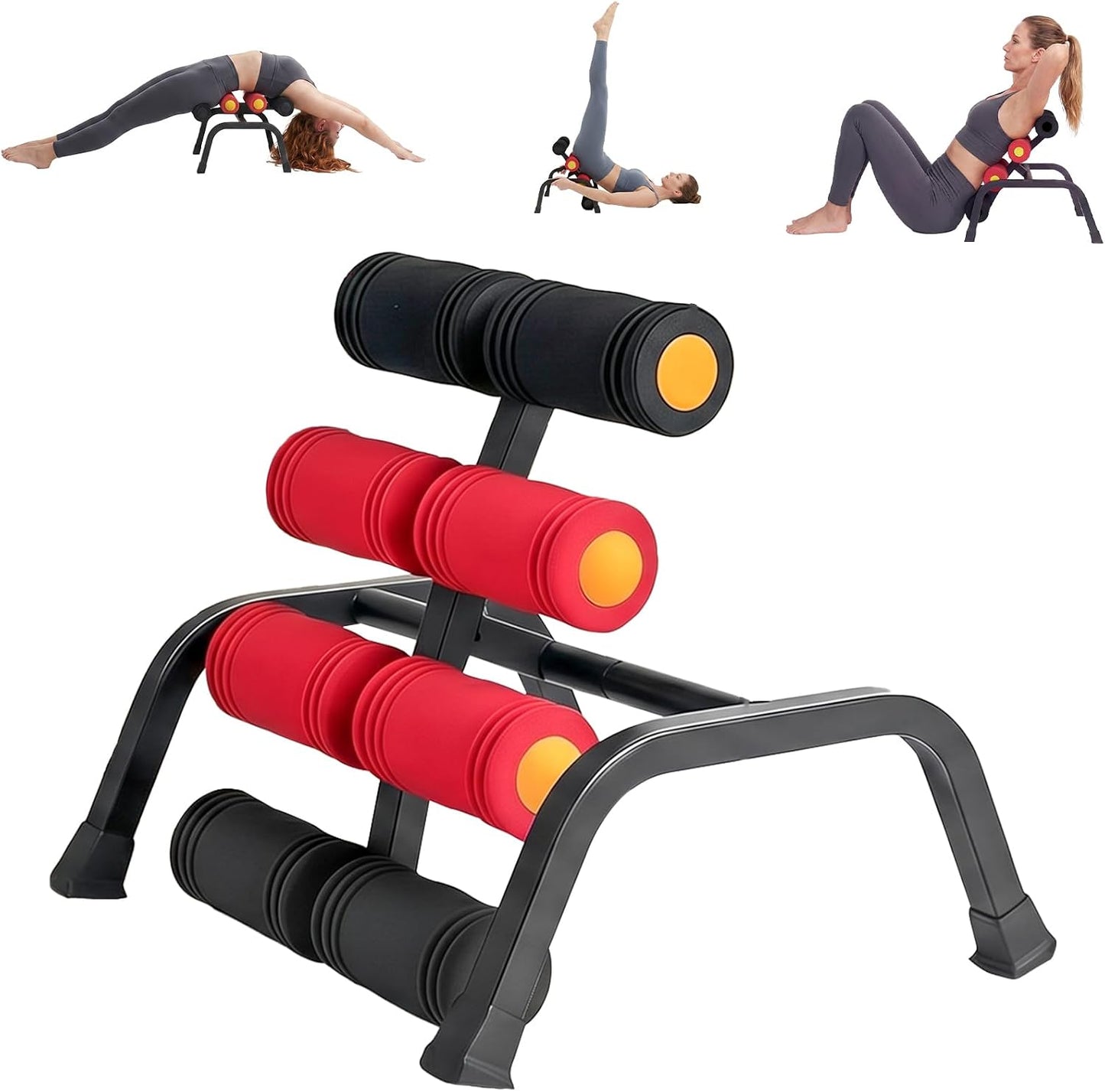 Mini Inversion Table with Back Massage Roller, Back Stretching Machine | Back Pain Relief, Easy to Assemble & 297LBS Weight Capacity, Spinal Decompression Table for Home Gym