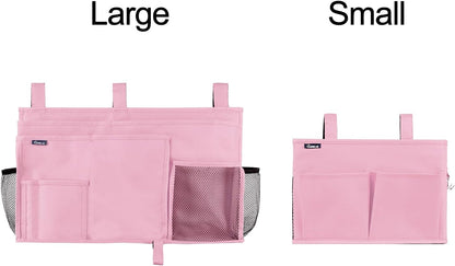 Surblue Bedside Caddy Hanging Organizer Storage Bag Pocket for Bunk, Hospital, College Dorm Rooms, Baby Bed Rails, Camp - 4 Pockets, 2 Hooks (Blue)