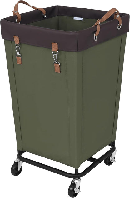 StorageWorks 160L Laundry Basket with Wheels, Rolling Hampers for Clothing | Beige Laundry Basket with Wheels, Metal Frame & Handles, Rolling Hamper for Bedroom, Bathroom, Dorm, Hotel