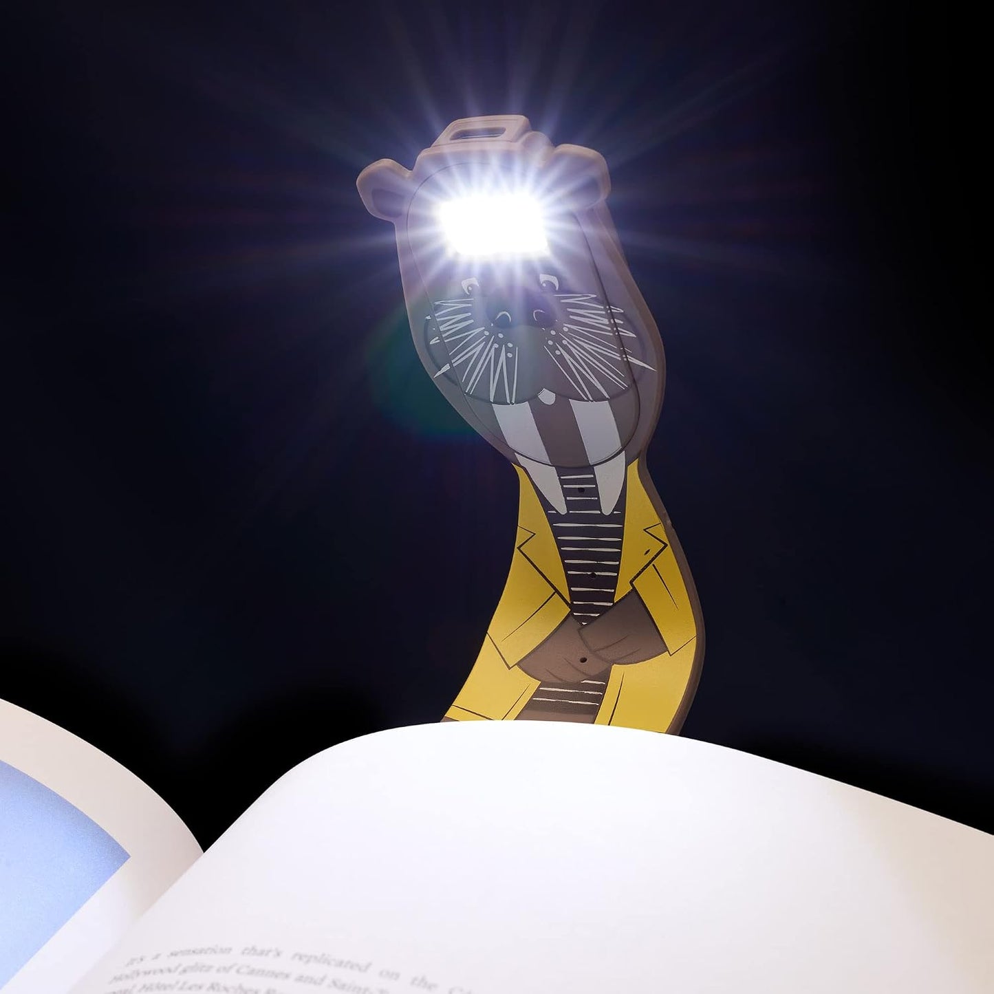 Gifts for Readers & Writers Rechargeable Book Light for Kids, Clip On Reading Light for Bed, 2in1 Flexilight Pals & Bookmark, 12 Hours of Light Once Charged, Includes USB Cable & 2 LED Lights, Dog