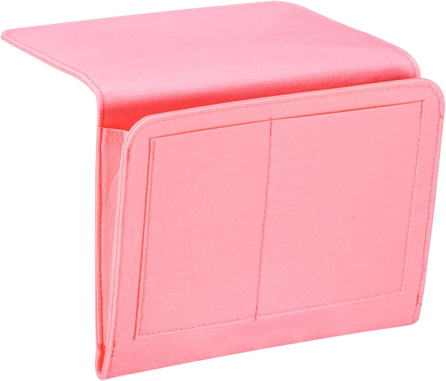 PATIKIL 11in Bedside Caddy, Bed Caddy Bedside Organizer Hanging 5 Pocket Soft Felt Bed Pockets Bedside Storage Organizer Remote Control Holder for Bedroom Phones Glasses, Pink
