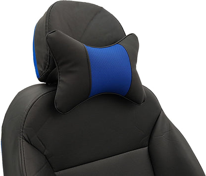 2 Packs Car Neck Pillows, Dual-Side PU Leather Car Headrest with Fiber Filling, Universal Soft Neck Support Pillow for Car, Home & Office (Black)