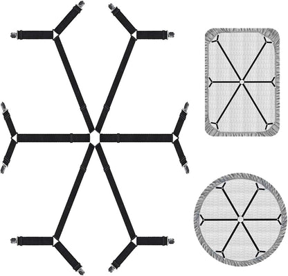 Sheet Fasteners, Adjustable Elastic Bed Sheet Holder Straps for Full,Queen,King Twin Bed,6 Way Cross Sheet Clips Suspenders Band,Fitted Round and Square Mattresses