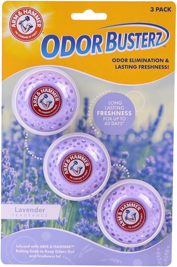 Arm & Hammer OdorBusterz® Odor Eliminator Balls, Clean Burst, 3 Count – Baking Soda Odor Control for Closets, Drawers, Hampers & Small Spaces