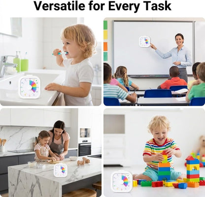 Visual Timer with Rainbow Pattern, 60-Minute Countdown Timer for Kids and Adults, Silent Pomodoro Timer for Classroom, Kitchen, Office & Teaching, Time Management Tool (White)