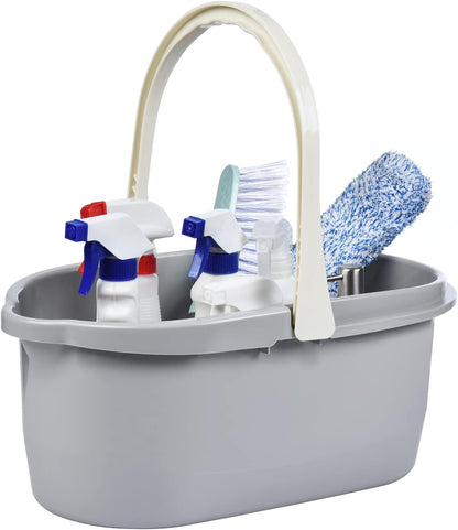 Haundry Compact Mop Bucket with Handle, Rectangular Cleaning Bucket and Caddy for Cleaning Supplies, 10L, Grey