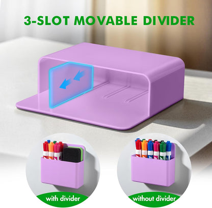 2 Pack Magnetic Pen Holder Cup for Whiteboard, Classroom Supplies | Plastic Magnetic Dry Erase Marker Holder for Refrigerator Fridge, Pencil Cup for School, Locker Accessories Organizer-White