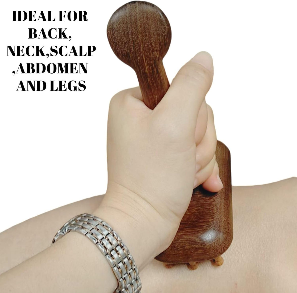 Large Wooden Meridian Massage Brush, Sandalwood, Long Handle