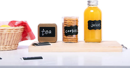 400 Stickers Chalkboard Labels, 14 Assorted Shapes Waterproof Reusable Removable Black Mason Jar Labels, Erasable Chalk Blackboard Bottle Label for Pantry Storage Bins, Kitchen Food Containers