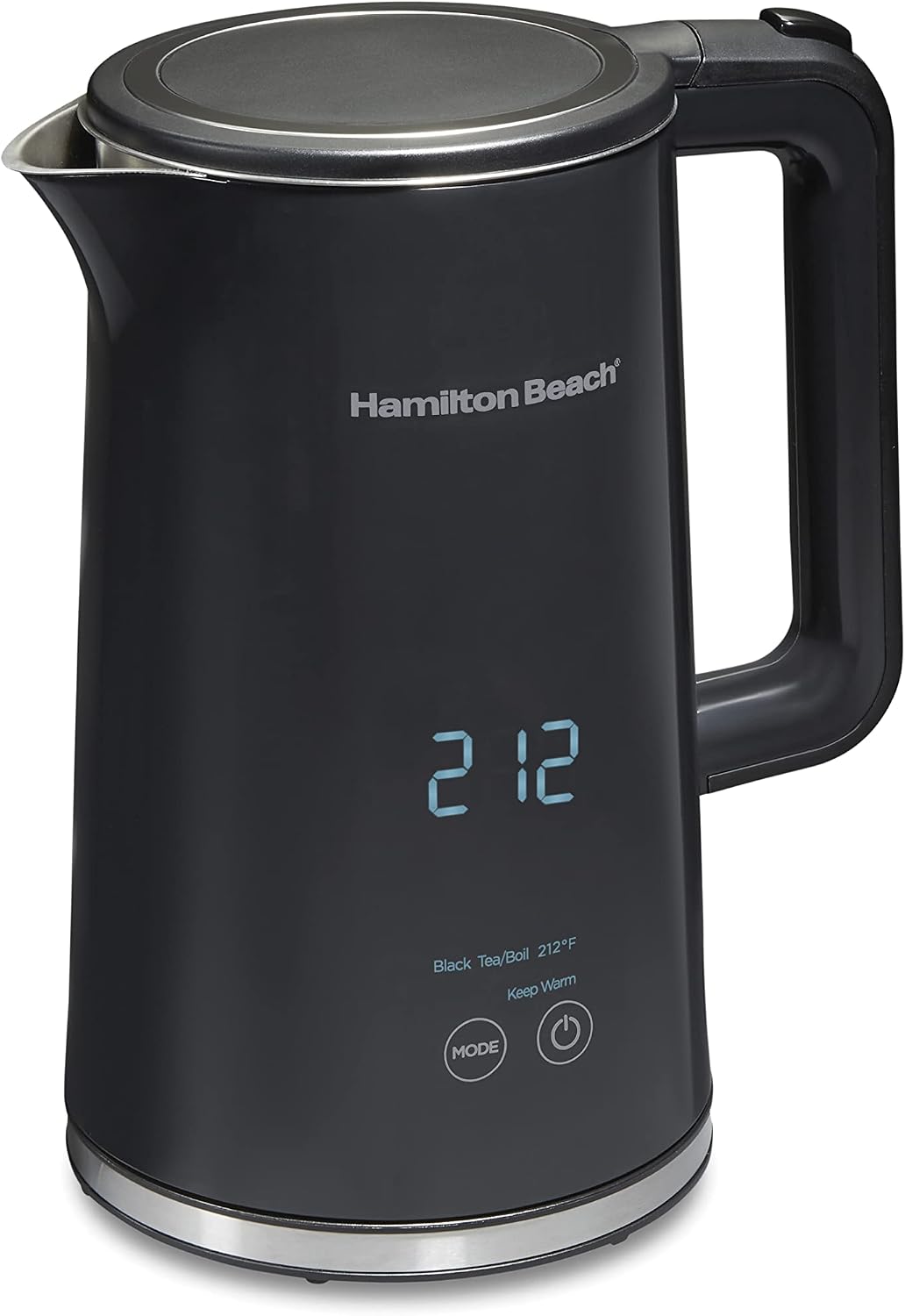Hamilton Beach Digital Temperature Control Electric Tea Kettle, Hot Water Boiler & Heater 1.7L, 5 Preset Modes + Keep Warm, Fast Boil 1500 Watts, BPA Free, Cool-Touch Exterior, Black (41033) | Fast Boiling 1500 Watts |Temp Control + 5 Presets |