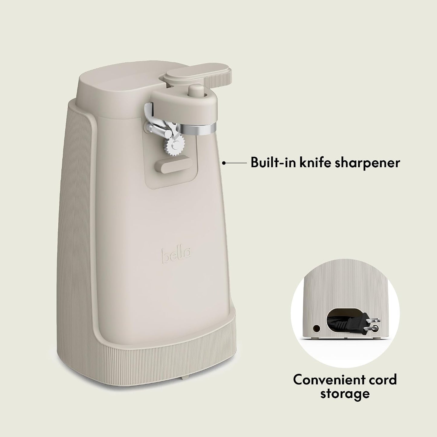 bella Automatic Can Opener, Hands Free, Battery Operated, Cordless, Stainless steel blade to open any Size Can with Magnet to Safely Remove Lid, Seamless Opening Decreases Sharp Edges, Slate