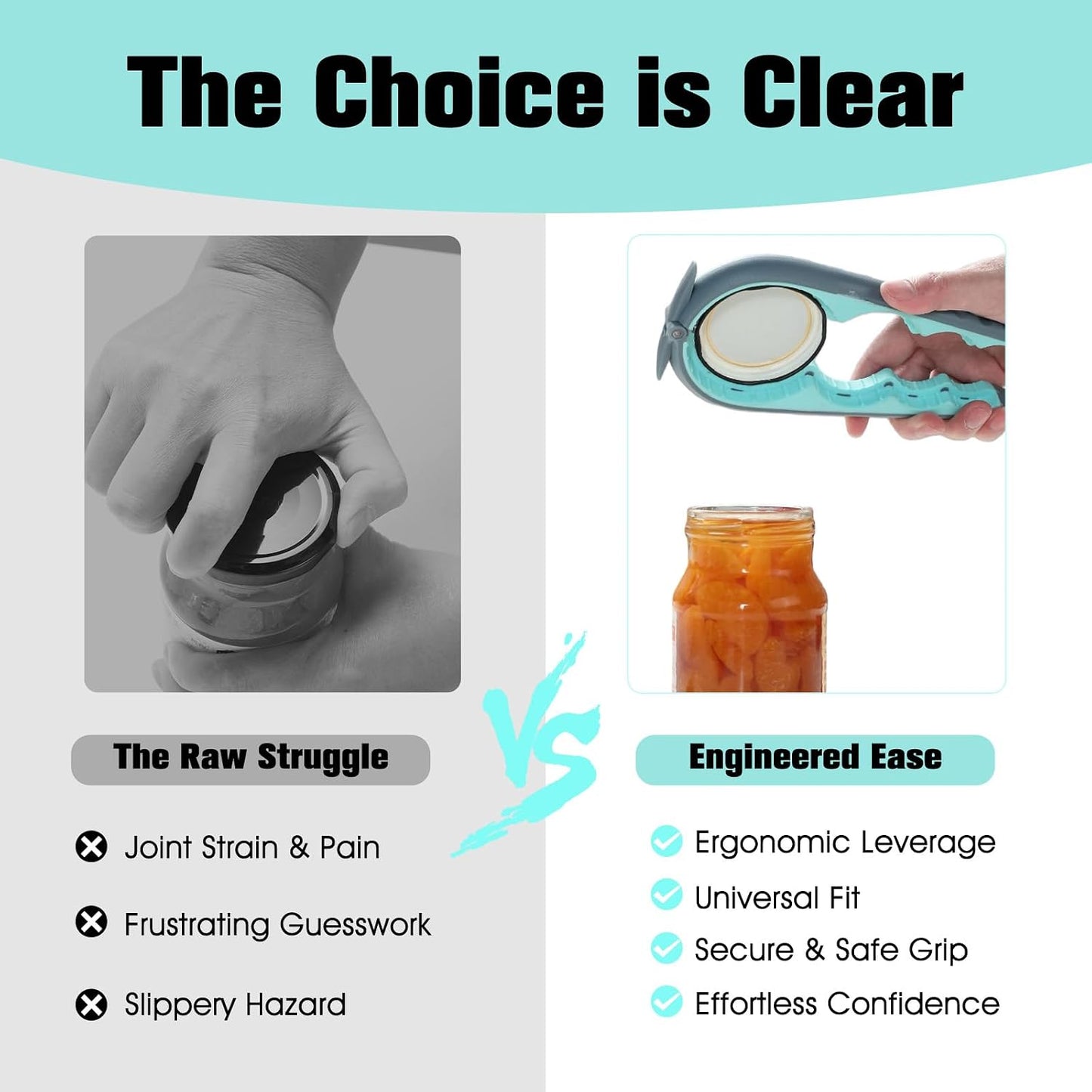 Jar Opener for Weak Hands, Seniors with Arthritis, Blue | 5-in-1 Multi-Function Bottle & Can Opener with Ergonomic Non-Slip Handle, Kitchen Tool Set
