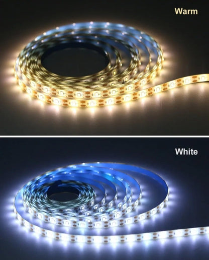 USB Motion Sensor LED Light Strip 10ft 16.5ft Auto On/Off Warm White White LED Tape Lights for Under Cabinet Bed Stairs
