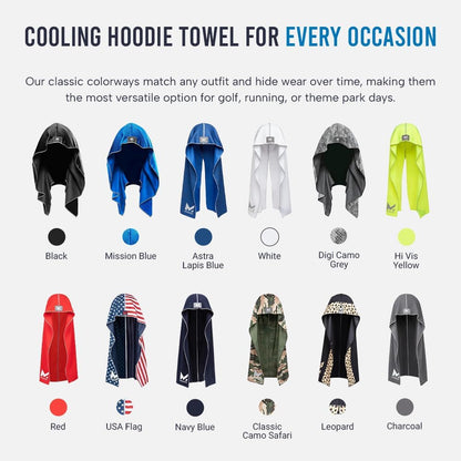 MISSION Cooling Hoodie Towel, Evaporative Cool Technology, Cools Instantly When Wet, UPF 50 Sun Protection, Contours Your Head to Stay in Place, Great for Sports, Fitness, Gym