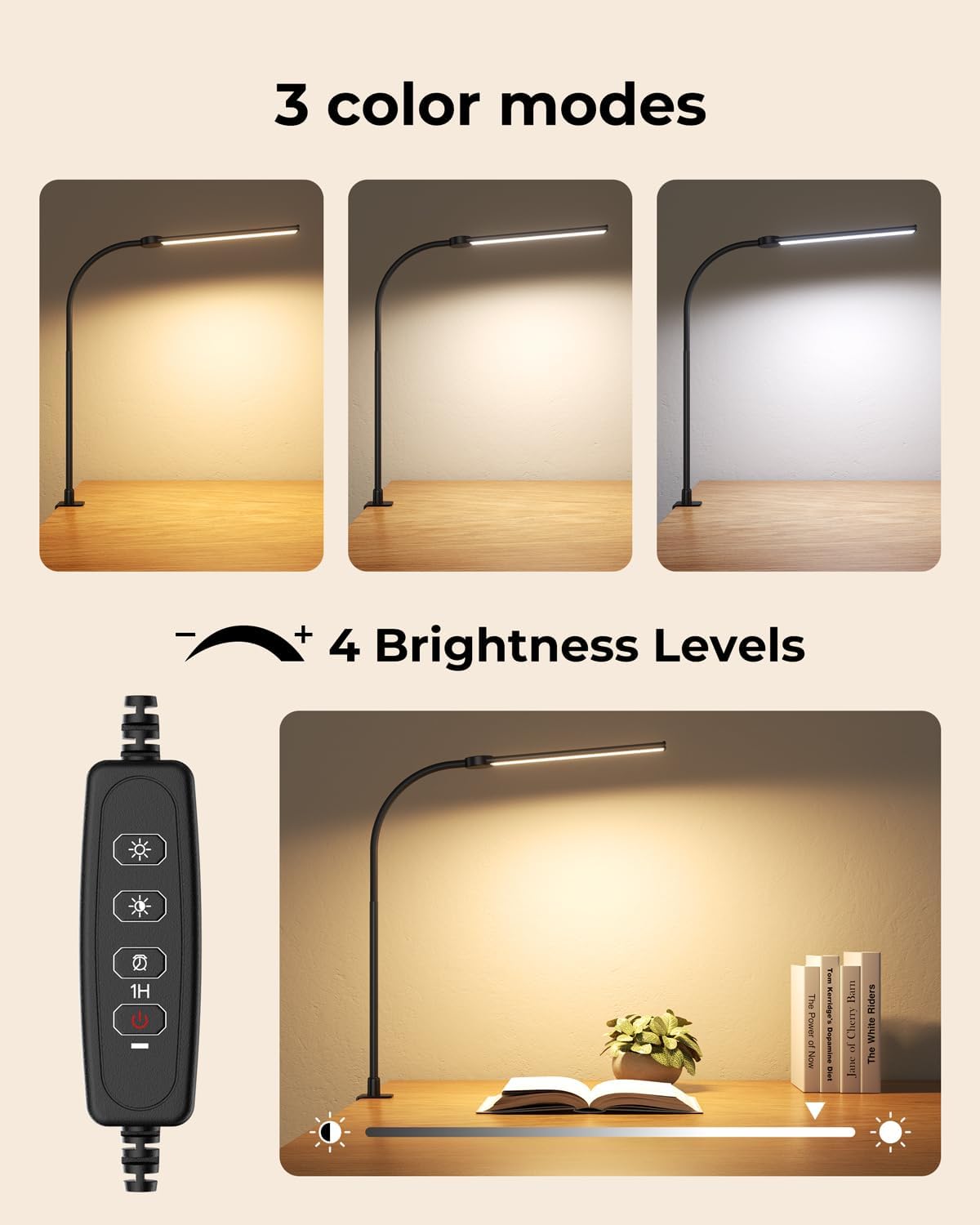 LED Neck Reading Light, Bendable Rechargeable Book Light 110-hr Lasting