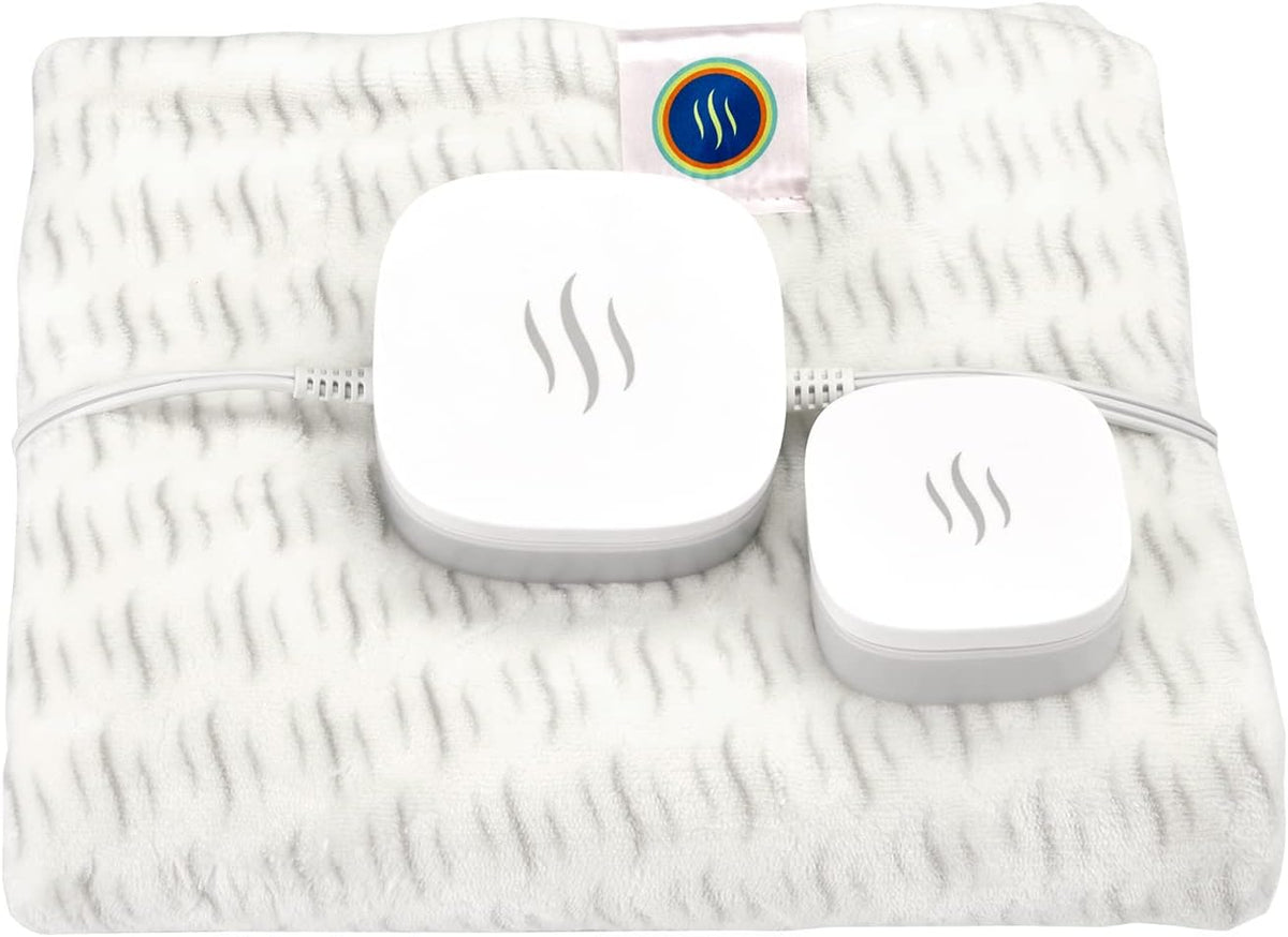 Hidden Heat Electric Foot of the Bed Warmer by SpotWarm; Wireless RF Remote, Microplush Flannel Mattress Warmer for Heated Feet. Queen Bed - 60” by 24”