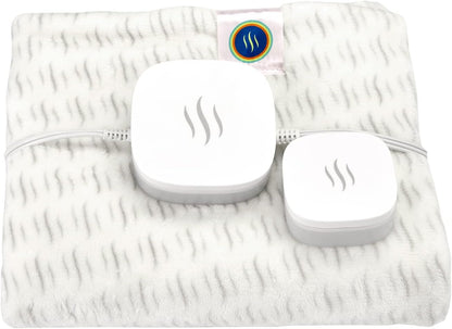 Hidden Heat Electric Foot of the Bed Warmer by SpotWarm; Wireless RF Remote, Microplush Flannel Mattress Warmer for Heated Feet. Queen Bed - 60” by 24”