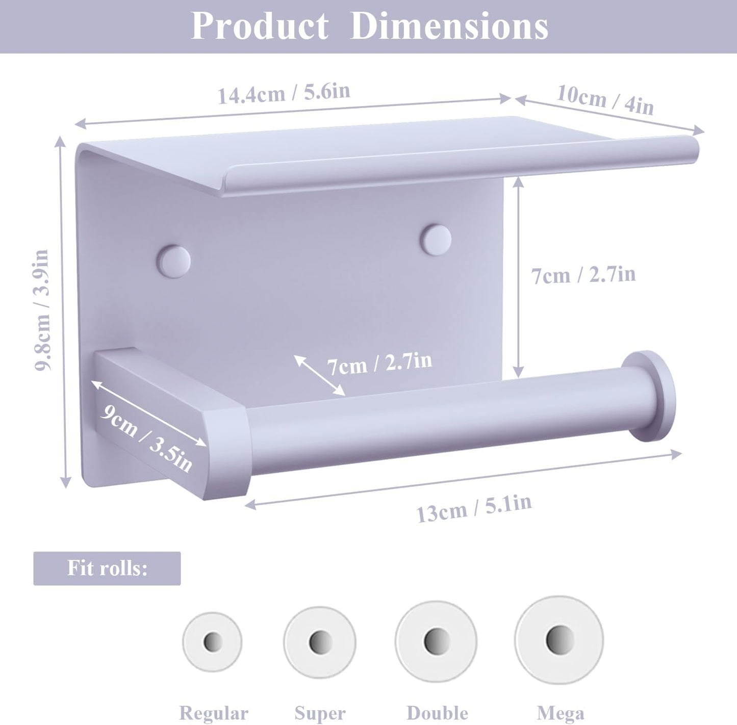 Toilet Paper Holder with Shelf Wall Mounted Toilet Paper Roll Dispenser | Heavy Duty Stainless Steel Brushed Nickel