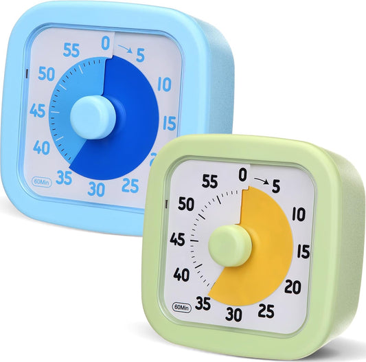 AmazingSpark 2 Pack Visual Timer 60 Minute, Blue, Green, Classic