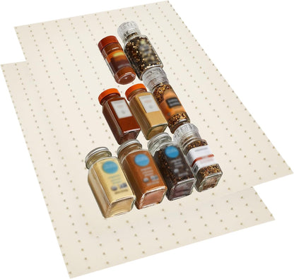 Spice Drawer Organizer Insert - Silicone Spice Drawer Liner Pearl | Adjustable non-slip liner organizer; in-drawer spice rack for seasoning jars, spice bottles, flat kitchen drawer organizer