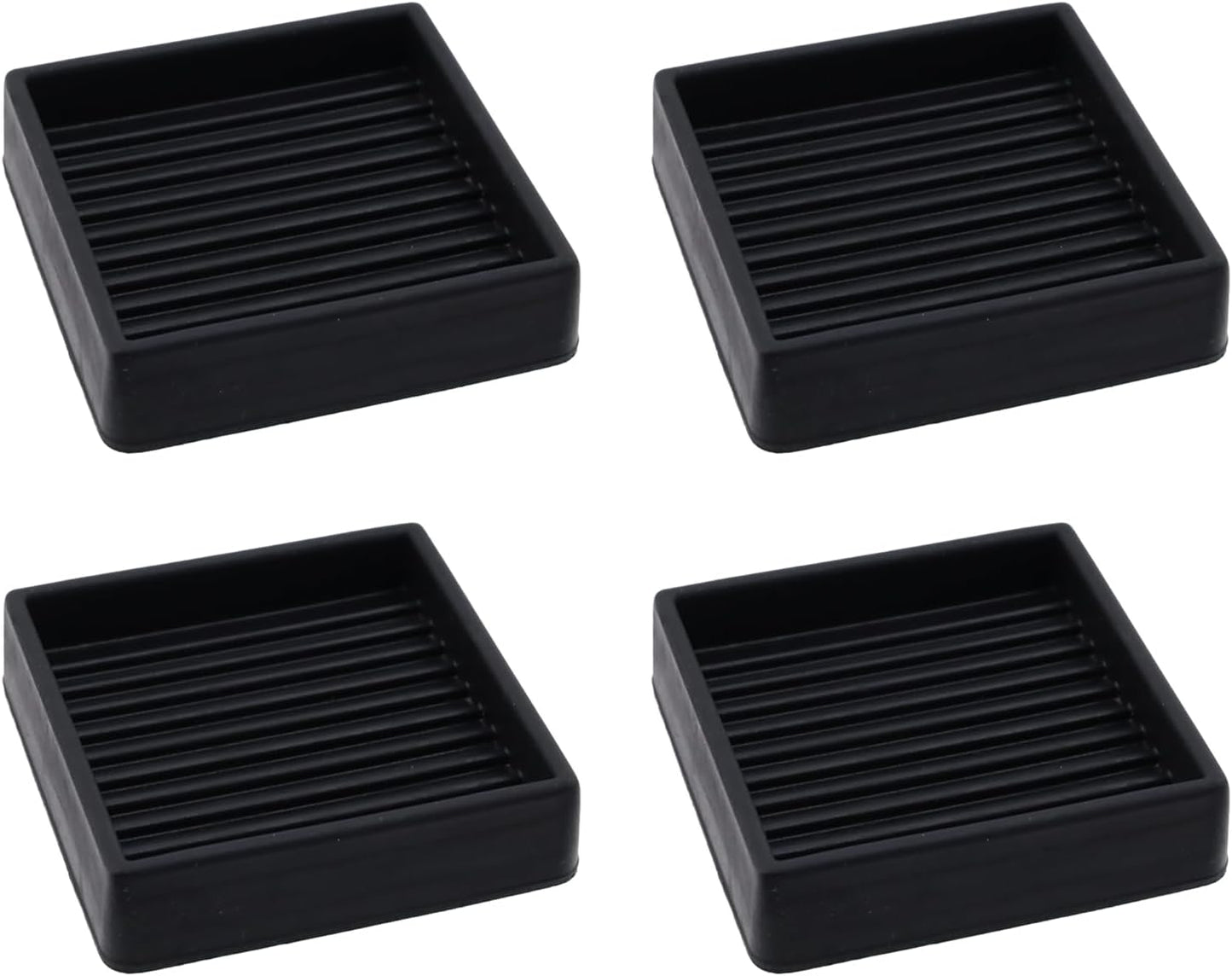 Semetall 1.5 Inch Rubber Caster Cups 8 Pack Black | Non Slip Furniture Coasters Floor Protectors for Bed Couch Table Chair