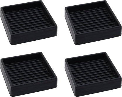 Semetall 1.5 Inch Rubber Caster Cups 8 Pack Black | Non Slip Furniture Coasters Floor Protectors for Bed Couch Table Chair