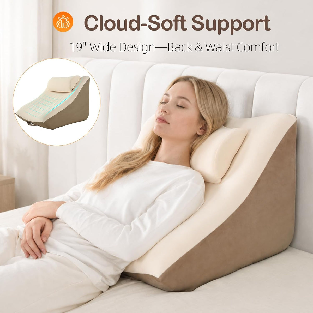 Vekkia 21” Back Rest Pillow with Dual-Layer Foam for Reclining and Sitting
