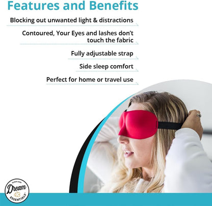 Dream Essentials Sweet Dreams Contoured Sleep Mask Kit, Royal Blue Eye Mask for Sleeping with Travel Pouch, Earplugs, Lash Space, Quick Release Strap, Light Blocking Travel Accessories Gift Set | Royal Blue contoured sleep mask kit with pouch, earplugs,