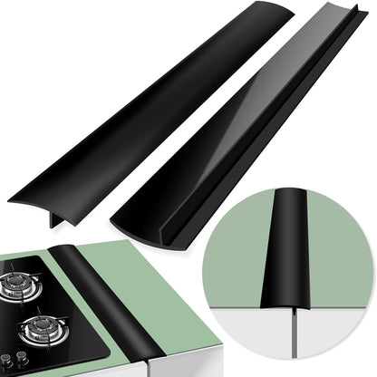CARGEN 21 Inch Silicone Stove Counter Gap Cover Filler 2PK Black | Flexible kitchen silicone, easily cut to trim for shorter gaps, perfectly seals stove counter spaces, easy to clean