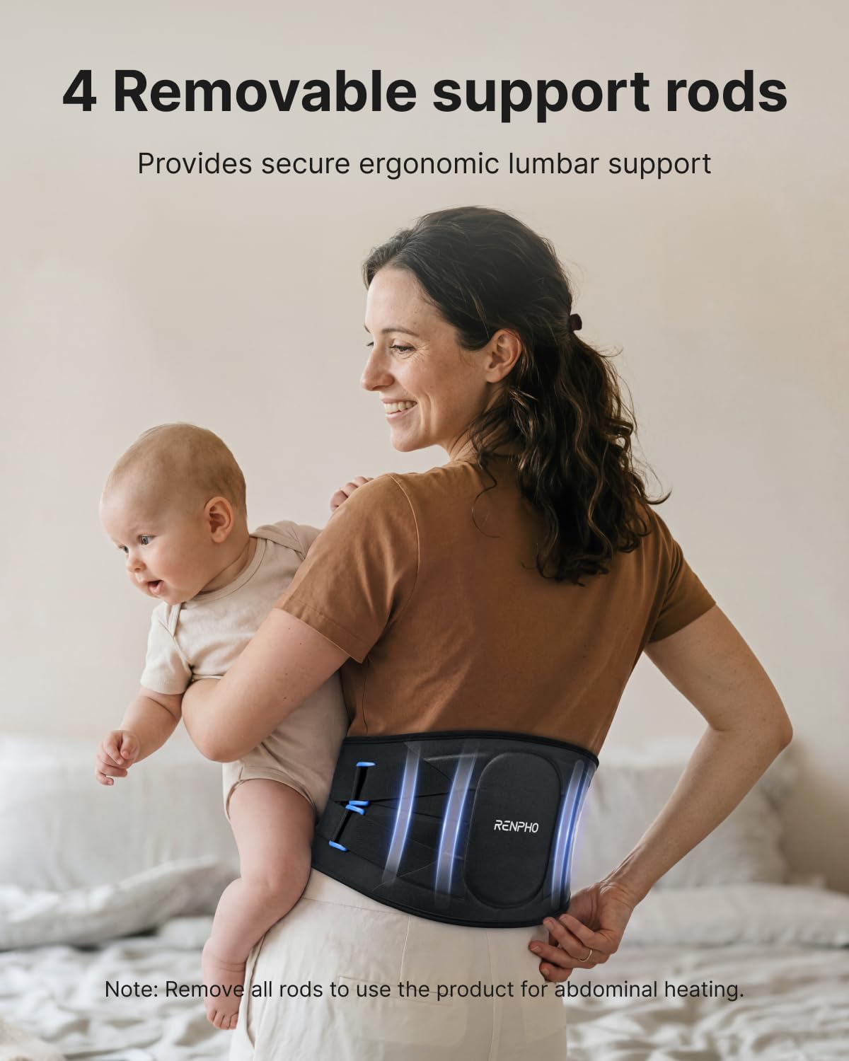 RENPHO Heating Pad for Lower Back, Portable Cordless Brace, Wearable Belt | 5 Heat Levels, 3 Vibration Levels, Heating Pad with Massager, Detachable Support, FSA Eligible HSA, Gift for Men & Women