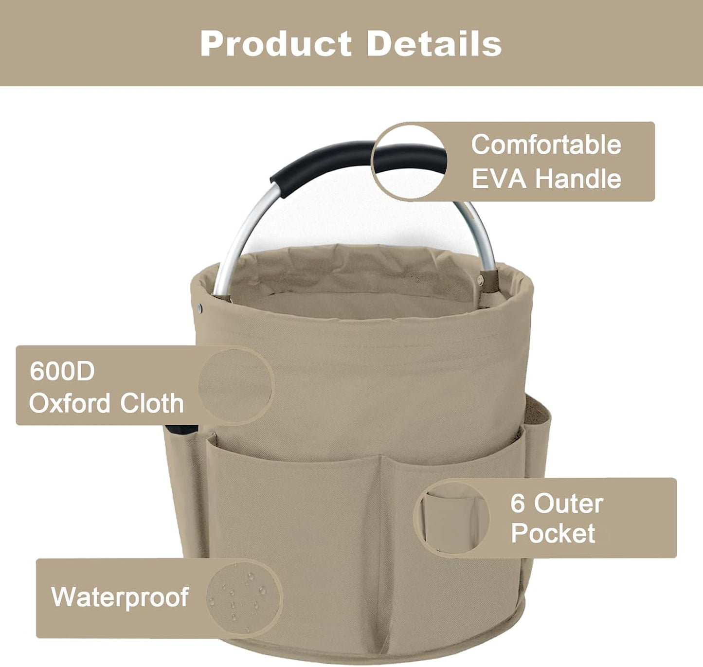 Cleaning Caddy with Handle, Cleaning Products Organiser, 17L Foldable Storage Basket, Cleaning Caddy Organiser, Portable Multi Cleaning Bucket Bag for Home, Garden (Black)