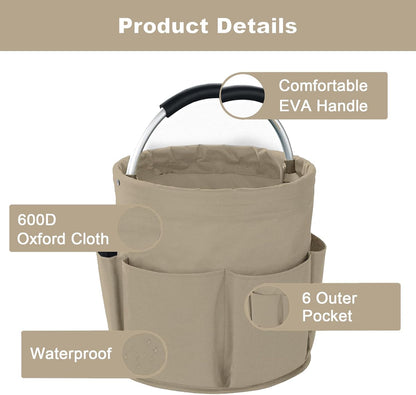 Cleaning Caddy with Handle, Cleaning Products Organiser, 17L Foldable Storage Basket, Cleaning Caddy Organiser, Portable Multi Cleaning Bucket Bag for Home, Garden (Black)