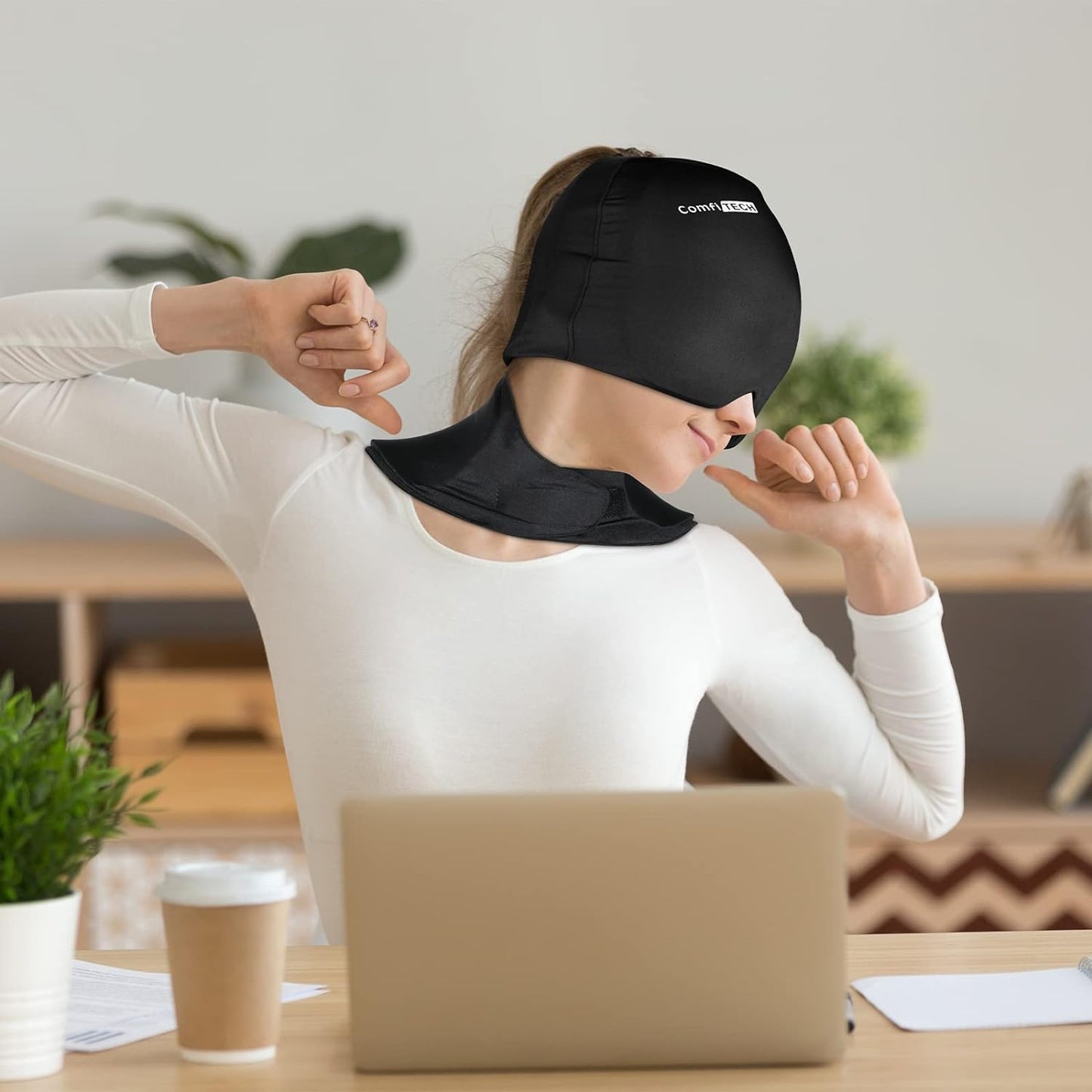 ComfiTECH Cold Cap and Neck Ice Pack Wrap Gel Combo, Care Package for Head and Cervical, Medium | Flexible after Frozen, Cold Cap & Cervical Cold Pack, Relieve Head & Eye, Stiff Neck, Office Tension, Sports Soreness