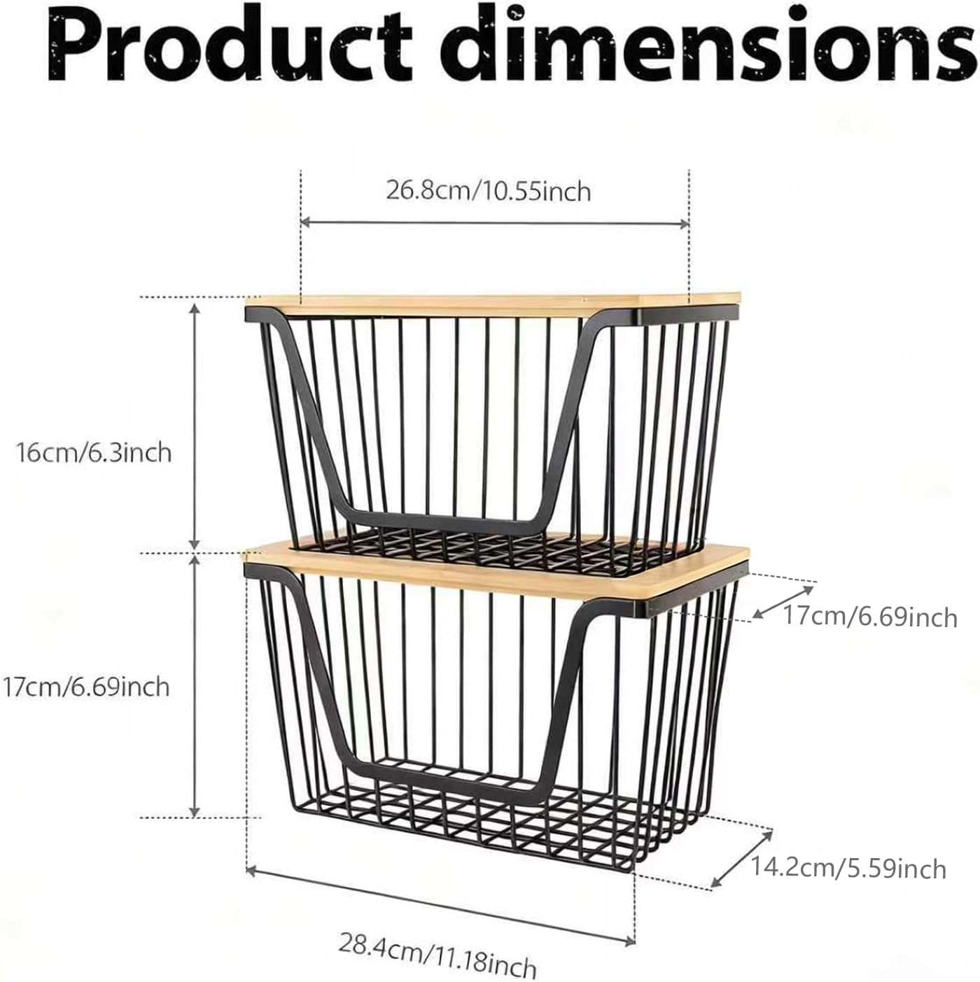 2 PACK Pantry Organizers and Storage, Stackable Onion Potato Bins | Large Wire Storage Basket, Breathable Design for Onion, Potato, Garlic, Fruit, Vegetables Fresh, Kitchen Pantry Storage