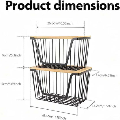 2 PACK Pantry Organizers and Storage, Stackable Onion Potato Bins | Large Wire Storage Basket, Breathable Design for Onion, Potato, Garlic, Fruit, Vegetables Fresh, Kitchen Pantry Storage