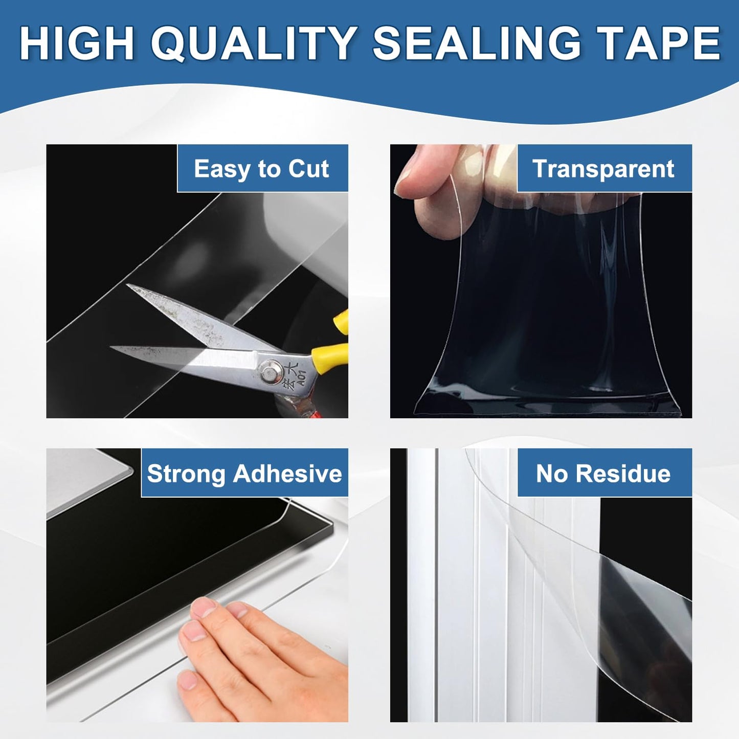 FOURGUN Window Sealing Tape 2IN x 33 FT Draft Isolation No Residue Removable Adhesive Waterproof Windows Doors Shower Glass AC Units Ideal for Winter Seal & Summer Cold Air Loss Prevention