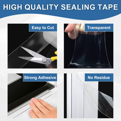 FOURGUN Window Sealing Tape 2IN x 33 FT Draft Isolation No Residue Removable Adhesive Waterproof Windows Doors Shower Glass AC Units Ideal for Winter Seal & Summer Cold Air Loss Prevention