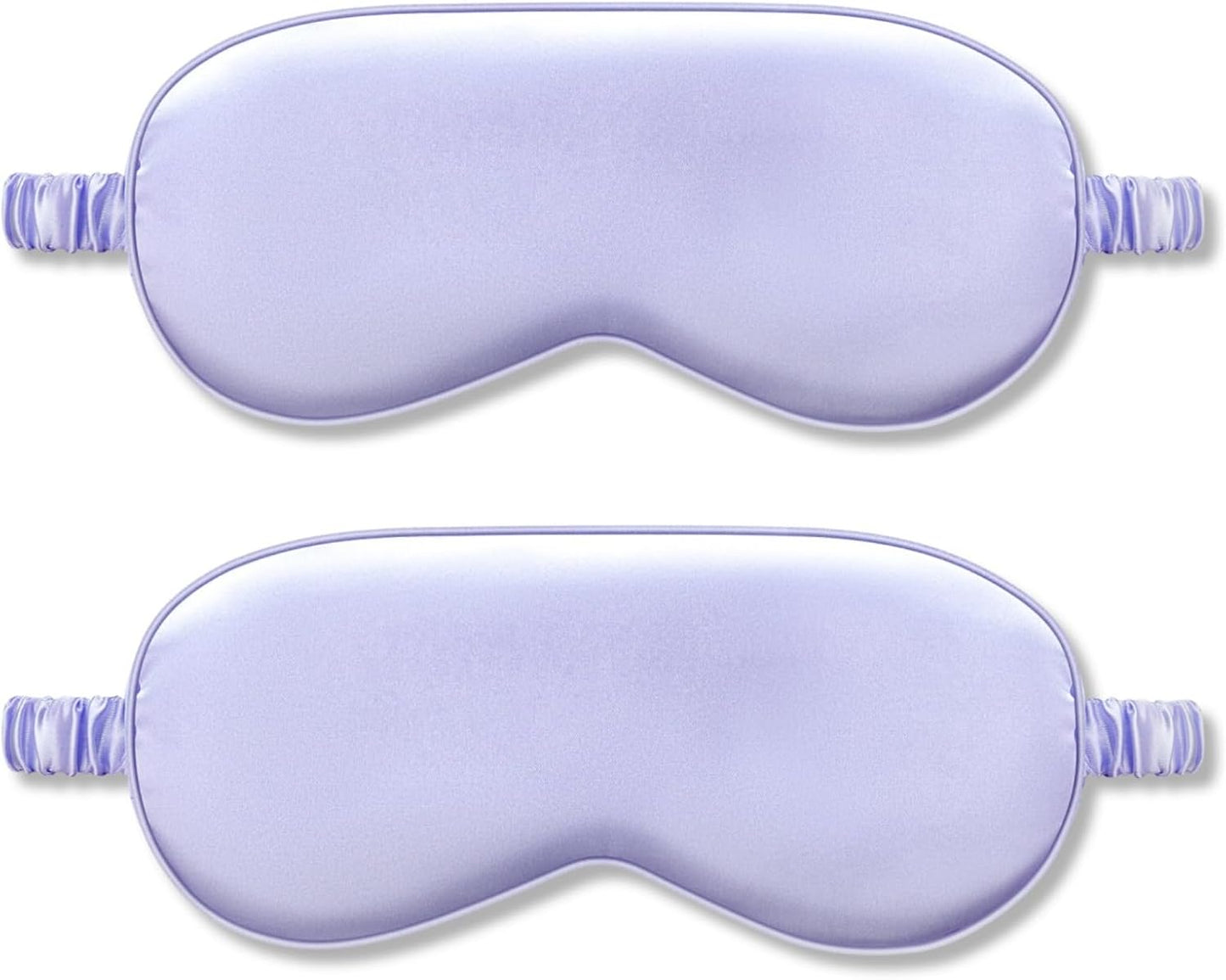 IEKEODI 2 Pack Sleep Masks, Blackout Eye Masks for Sleeping, (Black+Purple) | Silky Soft Comfort, Light Blocking Blindfold Design, Gentle Elastic Fit, Smooth Skin Feel, Travel and Nap Ready