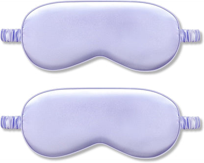 IEKEODI 2 Pack Sleep Masks, Blackout Eye Masks for Sleeping, (Black+Purple) | Silky Soft Comfort, Light Blocking Blindfold Design, Gentle Elastic Fit, Smooth Skin Feel, Travel and Nap Ready