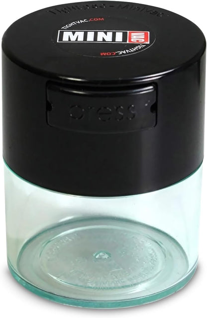 Minivac - 10g to 30 grams Airtight Multi-Use Vacuum Seal Portable Storage Container for Dry Goods, Food, and Herbs - Green Clear
