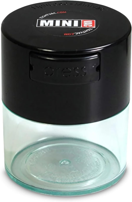 Minivac - 10g to 30 grams Airtight Multi-Use Vacuum Seal Portable Storage Container for Dry Goods, Food, and Herbs - Green Clear