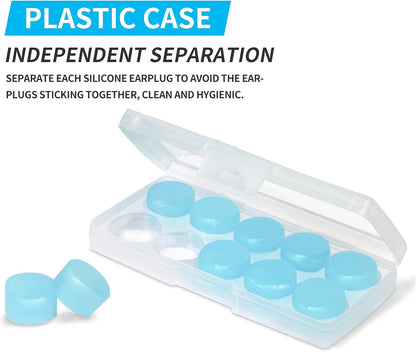 LYSIAN Moldable Silicone Ear Plugs for Sleep & Swim, Adults & Kids, 5 Pairs | Reusable noise cancelling moldable earplugs for sound blocking, snoring & study; blue