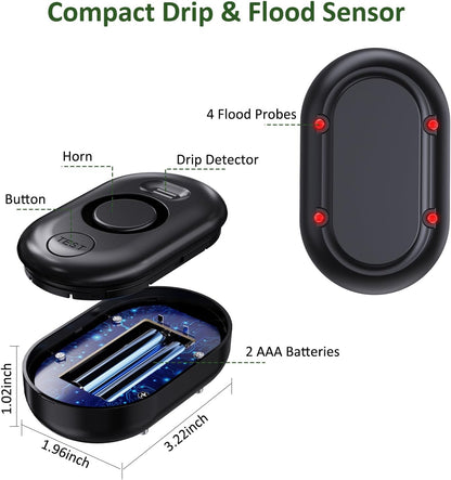 5 Pack Water Leak Detectors for Home, 100dB Water Sensor Alarm for Basement | Flood Leakage Detection Devices for Pipe/Drain/Sink/Faucet Drip Alert,Floor Flooding in Bathroom/Kitchen/Toilet/Laundry Room