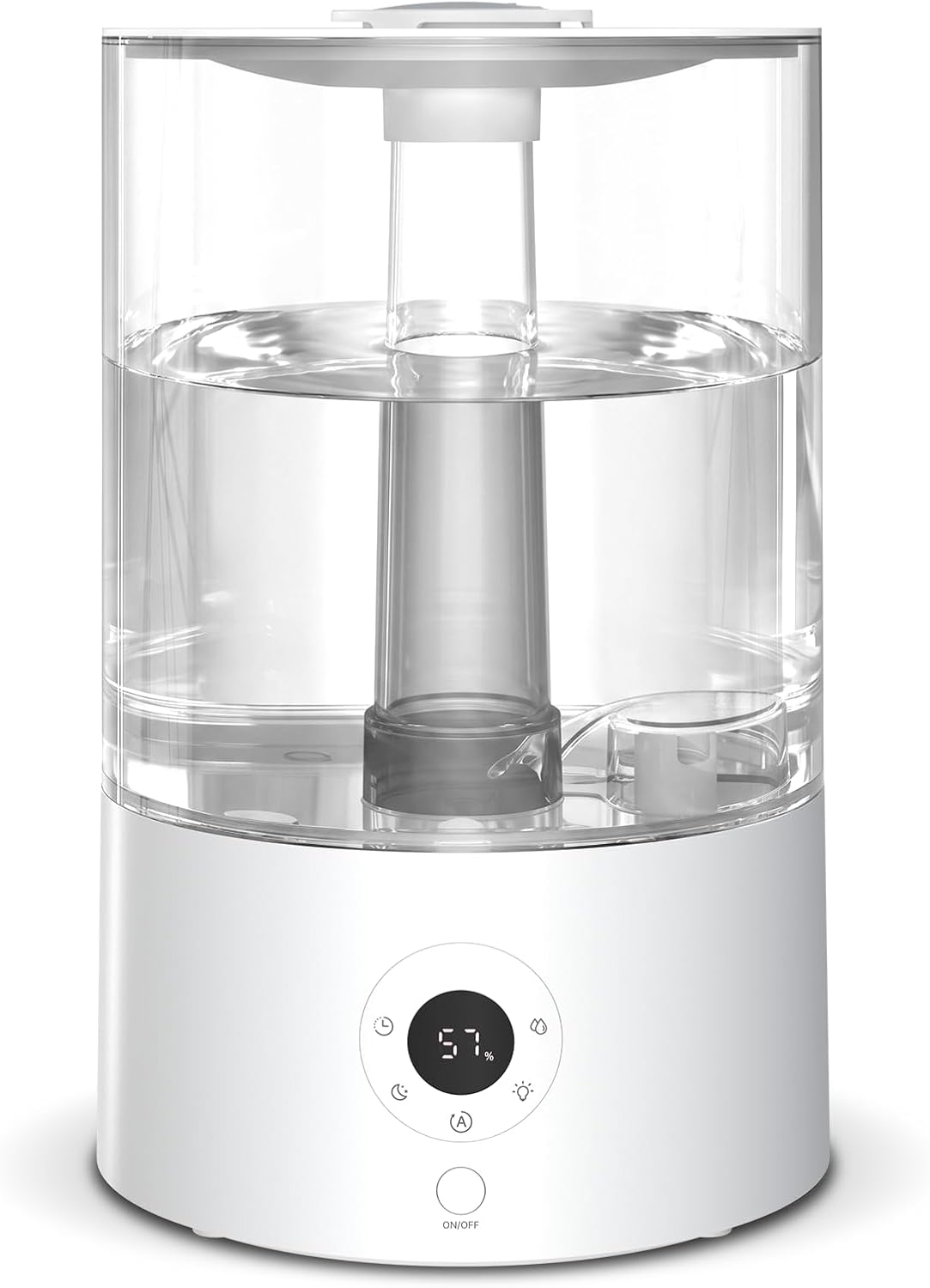 COWSAR Humidifier for Bedroom, 3L Top Fill Cool Mist Humidifier for Large Room, Easy to Fill & Clean, Quiet 22dB, Baby Humidifier, Nightlight, Timer/Sleep Mode, 360° Nozzle, Aromatherapy Tray, White