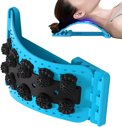 Back Stretcher - Lumbar Spine Relaxer, 4-Level Adjustable Relaxation Board | Yoga Back Stretcher | Scoliosis Massager Device with Black Massage Head for Muscle Alignment Cracking Lower Påin Ŕelief Ho