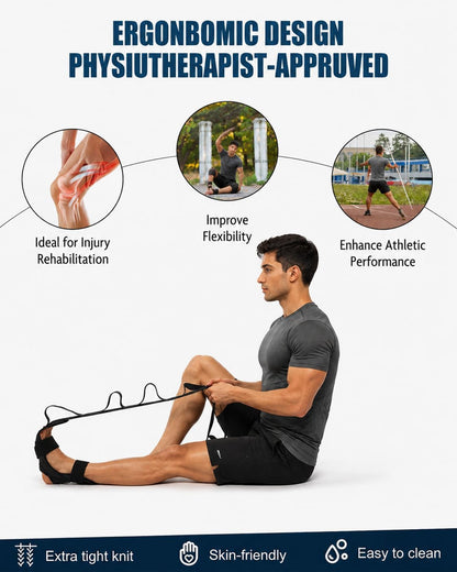 Plantar Fasciitis Stretch Strap with Foot Loop, Calf Stretcher for Achilles Tendon & Foot Pain Relief, Physical Therapy Stretching Band for Flexibility, Recovery and Rehabilitation