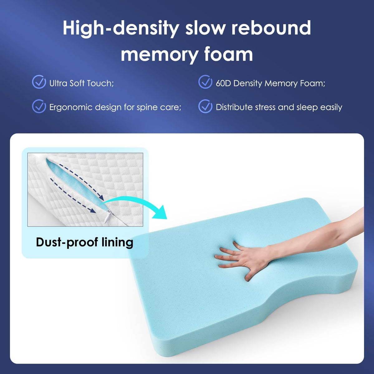 Leg Pillow for Side Sleepers, Memory Foam Knee Pillow for Side Sleeping, Leg Elevation Pillow for Hip/Back/Sciatica Pain Relief Helps Spine Alignment -15"x25" (Grey, M)