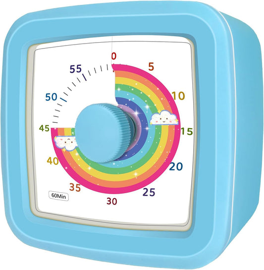Visual Timer for Kids 60 Minute Countdown Clock – Silent Cube Timer with Rainbow Cloud Design, Plastic Kids Visual Timer, Toddler Timers for Classroom Home Kitchen Study Tools, Green