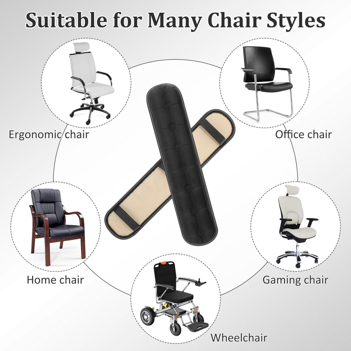 Garneck Chair Armrest Pad Office Gaming Chair Armrest Cushion Pillow Cover Support for Elbow Forearms